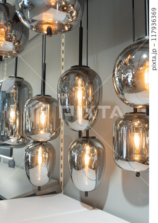 Round glowing tungsten lamp. 117936369