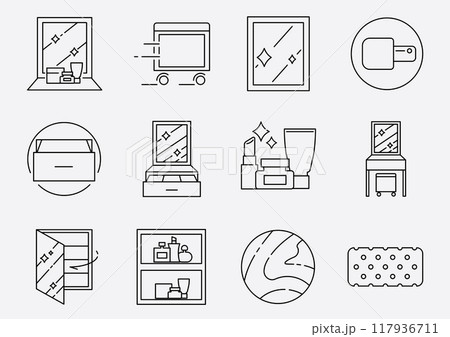 mirror desk icon set 117936711