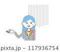 イラスト素材：接客をしながら困っているビジネスウーマン 117936754