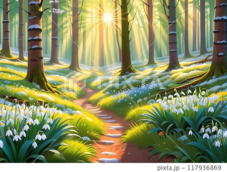 Beautiful spring forest 117936869