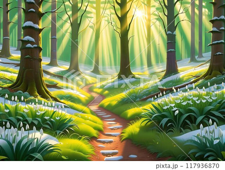 Beautiful spring forest 117936870