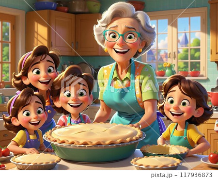A cute grandmother cooks pies 117936873