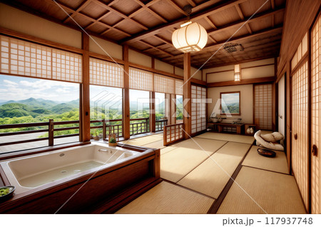 伝統的な日本家屋の室内のイメージ 117937748