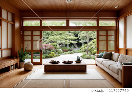 伝統的な日本家屋の室内のイメージ 伝統的な日本家屋の室内のイメージ 117937749