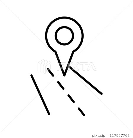 Route Icon. Transport logistic. Road with the route pin on the way. Route Icon. Transport logistic. Road with the route pin on the way. 117937762