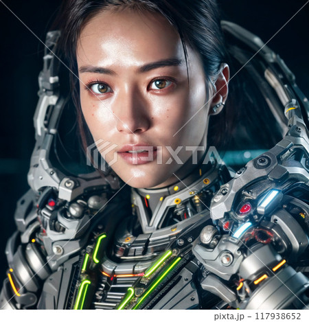 機械的・メカニカルな格好をした女性 117938652