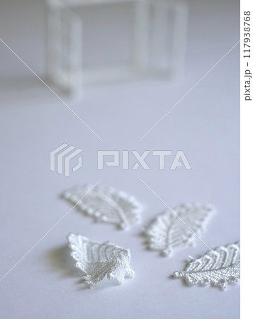 白背景に白い窓枠と白のリーフで厳かな雰囲気 白背景に白い窓枠と白のリーフで厳かな雰囲気 117938768