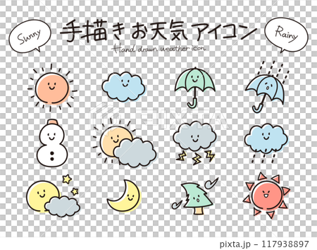 Set of hand-drawn weather icons 117938897