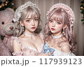 可愛いスウィートロリータファッションの2人の女の子 117939123