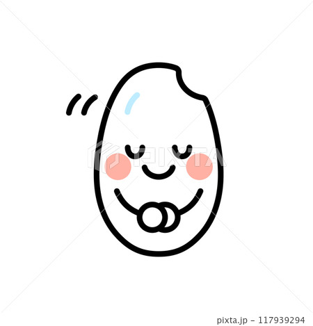 お辞儀をする白米のキャラクターのイラスト 117939294