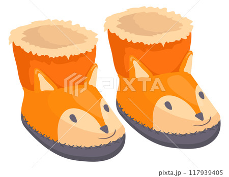 Warm fox face cute slippers cartoon icon 117939405