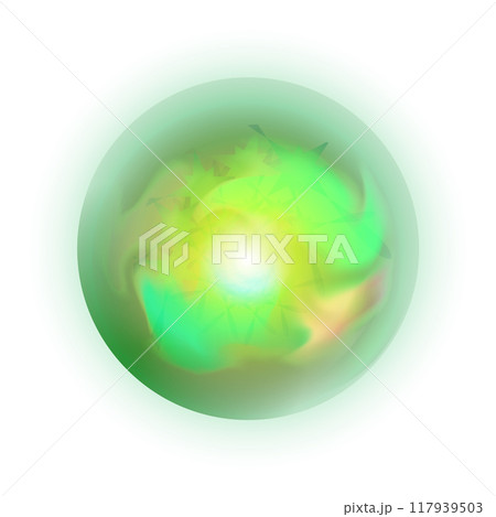 Green plasma orb. Glowing magic light ball 117939503