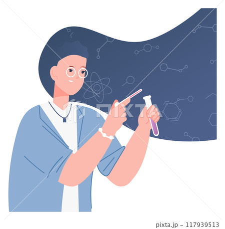 Female scientist character. Biology or medicine research icon 117939513