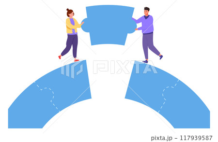 Teammates puzzle piece together. People work on problem Teammates puzzle piece together. People work on problem 117939587