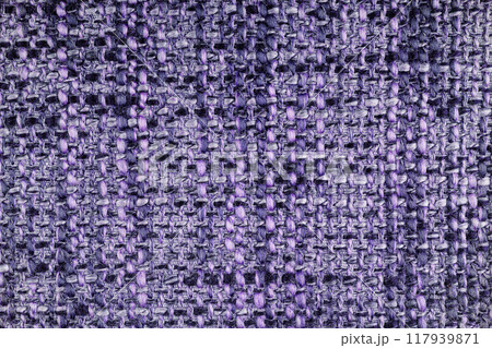 Texture of purple jacquard fabric of rough weave, melange or mixed color cloth structure macro Texture of purple jacquard fabric of rough weave, melange or mixed color cloth structure macro 117939871