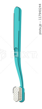 A teal toothbrush is displayed in this flat vector illustration highlighting modern and essential personal care products with a minimalistic design approach 117940244