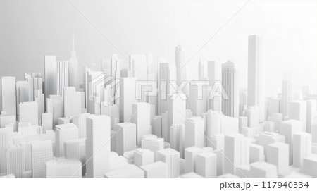 都市の白の3Dイラスト	 117940334
