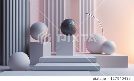 モダンでミニマルな3D背景	 117940459