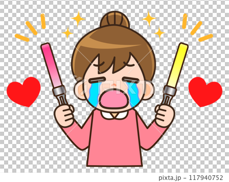 ライブで推し活に励む主婦のイラスト素材 117940752