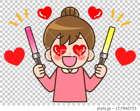 ライブで推し活に励む主婦のイラスト素材2 ライブで推し活に励む主婦のイラスト素材2 117940753
