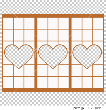 Heart-shaped design shoji screen illustration set Vector Japanese 117940946