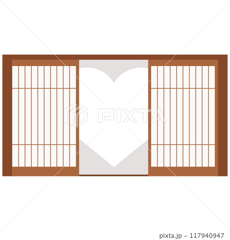 ハート型デザインの障子イラストセット　ベクター　　和 117940947