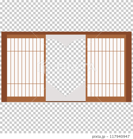 ハート型デザインの障子イラストセット　ベクター　　和 117940947