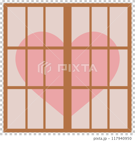 ハート型デザインの障子イラストセット　ベクター　　和 117940950