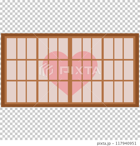Heart-shaped design shoji screen illustration set Vector Japanese Heart-shaped design shoji screen illustration set Vector Japanese 117940951