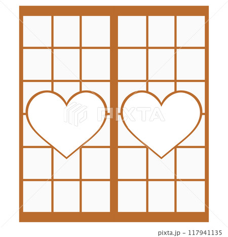 ハート型デザインの障子イラストセット　ベクター　　和 117941135