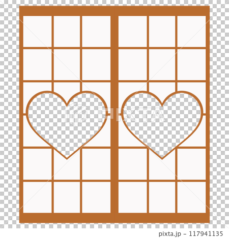 ハート型デザインの障子イラストセット　ベクター　　和 117941135