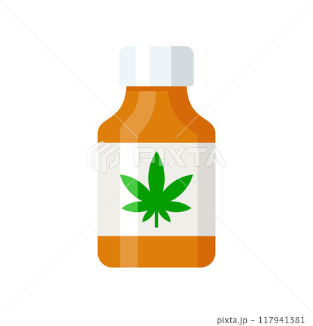 Medical Marijuana Bottle Icon on White Background. Vector Medical Marijuana Bottle Icon on White Background. Vector 117941381