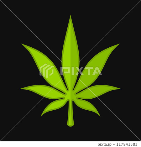 Marijuana Leaf. Medical Cannabis on Black Background. Vector 117941383