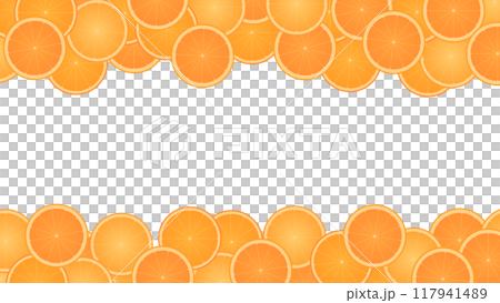 輪切りの蜜柑がいっぱいのヘッダーフッター　16：9 117941489