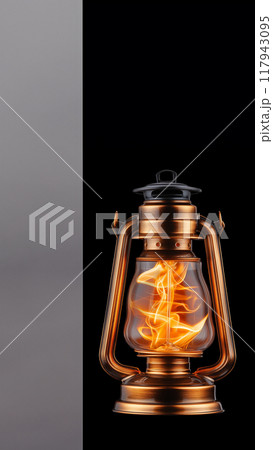Beautiful, antique lantern on a black background. Copy space. Beautiful, antique lantern on a black background. Copy space. 117943095