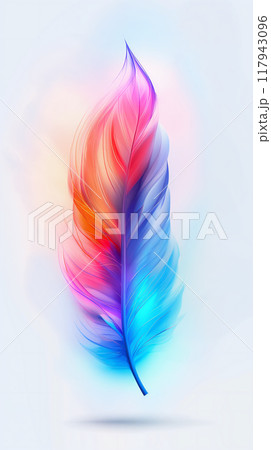 Multi-colored feather on a white background. Multi-colored feather on a white background. 117943096