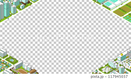 Three-dimensional cityscape seen from above vector illustration 117945037