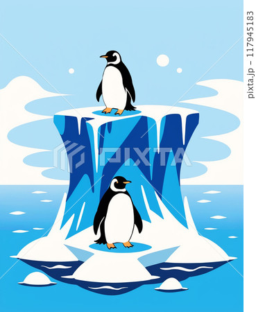 氷の上で休むペンギン 117945183