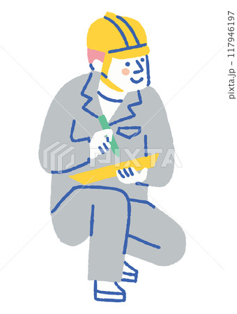 作業着を着て何かをチェックしている男性_色 作業着を着て何かをチェックしている男性_色 117946197