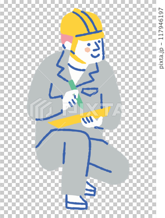 一個穿著工作服並檢查 some_color 的男人 一個穿著工作服並檢查 some_color 的男人 117946197