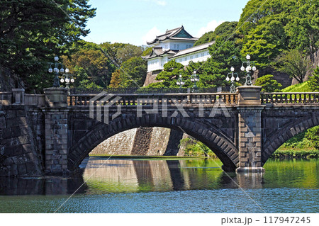 旧江戸城(皇居) 正門石橋と伏見櫓【東京都千代田区】 旧江戸城(皇居) 正門石橋と伏見櫓【東京都千代田区】 117947245