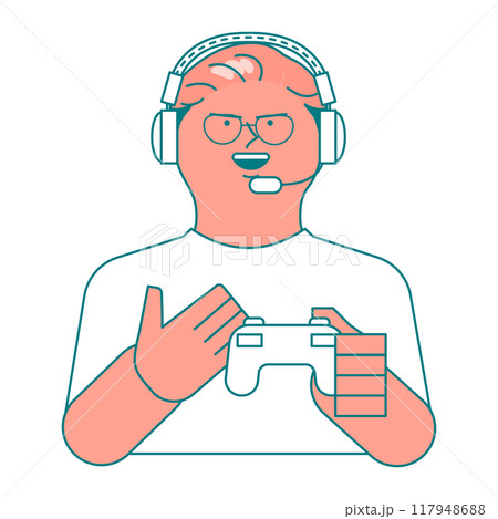 笑顔の男性ゲーマー 笑顔の男性ゲーマー 117948688