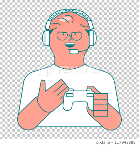 笑顔の男性ゲーマー 笑顔の男性ゲーマー 117948688