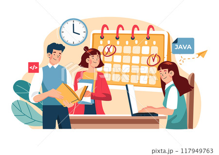 Business team managing task schedule Business team managing task schedule 117949763