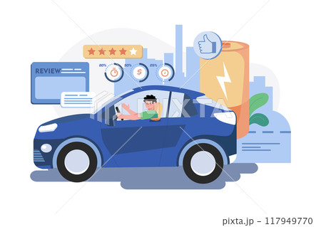 Man Riding Electronic Vehicle And Giving A Review 117949770