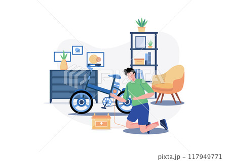 Man Charges The Electric Bike At Home 117949771