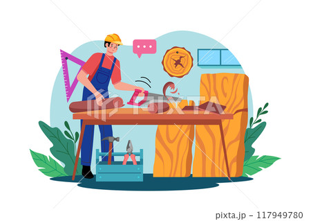 Carpenter working in a workshop Carpenter working in a workshop 117949780