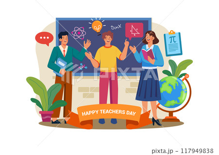 Teacher's Day Illustration concept. A flat illustration isolated on white background Teacher's Day Illustration concept. A flat illustration isolated on white background 117949838