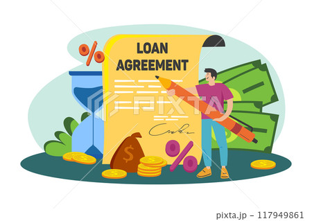 Man with the loan agreement Man with the loan agreement 117949861