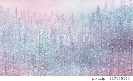 幻想的な雪の針葉樹の背景 117950190